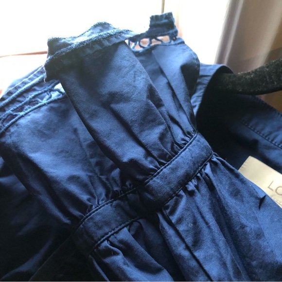 XXSP LOFT cotton Blue Long Sleeve Peasant Blouse - Picture 6 of 10